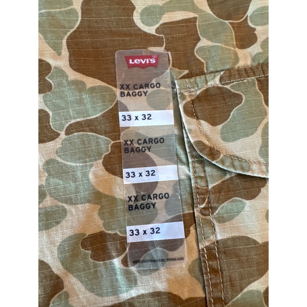 Levis XX Cargo Baggy Pants Mens 33x32 Frog Skin Camo Ripstop Cotton Utility New - Picture 3 of 16